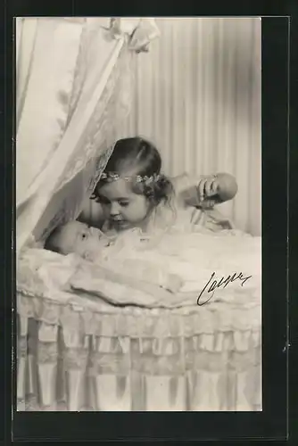 AK Prinsessorna Margaretha als kleines Mädchen mit Birgitta als Baby