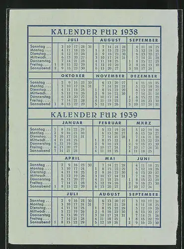 Kalender 1938 /39, Norddeutscher Lloyd Bremen