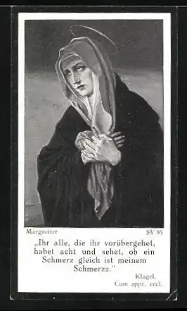 Sterbebild Magdalena Wettstein-Lerchenmüller, 1863-1950