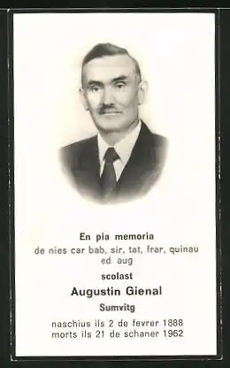 Sterbebild Augustin Gienal, 1888-1962