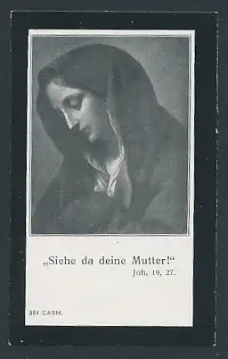 Sterbebild Theresia Müllner aus Biberbach, gestorben 1928