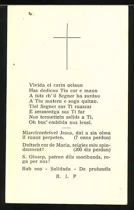 Sterbebild Maria Eleonora Tuor-Bundi, 1879-1956