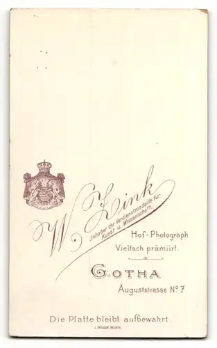 Fotografie W. Zink, Gotha, Portrait junge Dame in festlichem Kleid