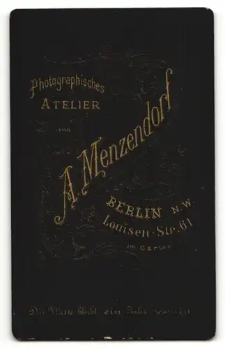 Fotografie A. Menzendorf, Berlin, Portrait eleganter Herr im Anzug mit Krawattentuch