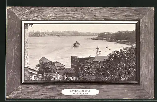 AK Sydney, Lavender Bay, Panorama in Zierrahmen, Passepartout