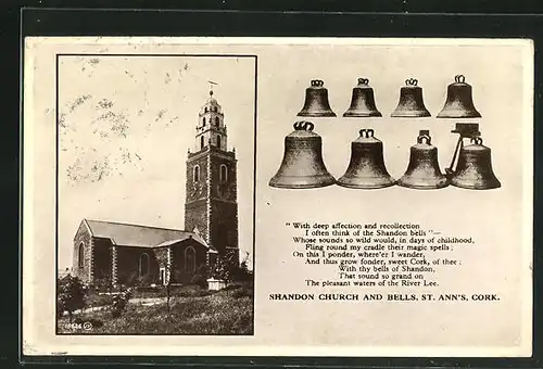 AK Shandon Church and Bells, St. Ann's, Kirche und Glocken in verschiedenen Grössen
