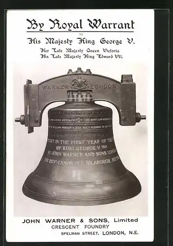 AK By Royal Warrant to King George V. and Queen Victoria , Tenor Bell in St. Nicholas Church in Liverpool