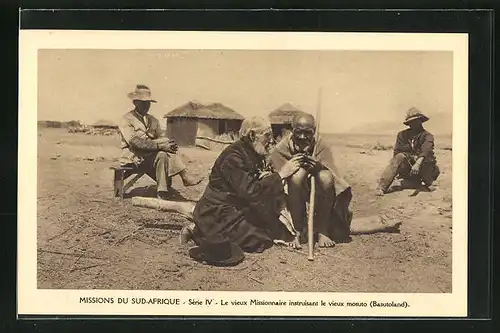 AK Basutoland, Le vieux Missionnaire instruisant le vieux mosuto, Missions du Sud-Afrique
