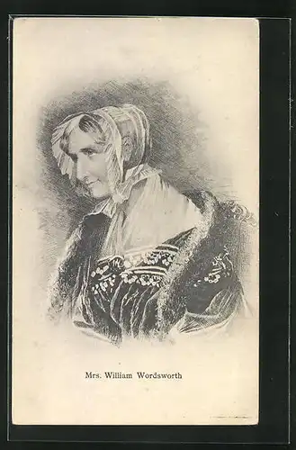 Künstler-AK Mrs. William Wordsworth als hübsche Lady im Portrait