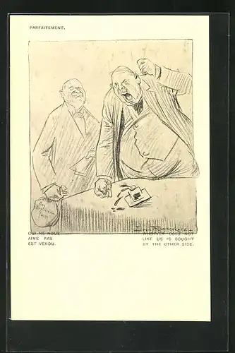 Künstler-AK Louis Raemaekers: Wütender Mann haut mit der Faust auf den Tisch