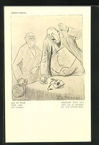 Künstler-AK Louis Raemaekers: Mann haut wütend mit der Faust auf den Tisch