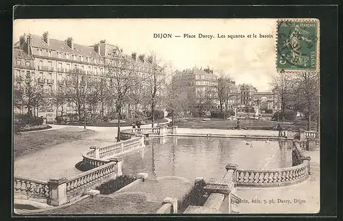 AK Dijon, place Darcy , Les squares et le bassin