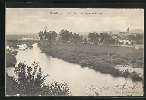 AK Charmes, Le Pont et la Moselle