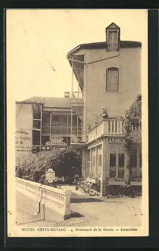 AK Lourdes, Hotel Gesta-Baylac, 4, Boulevard de la Grotte