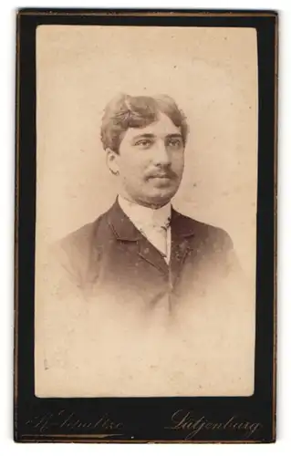 Fotografie R. Schultze, Lütjenburg, Portrait junger Herr mit zeitgenöss. Frisur in Anzug