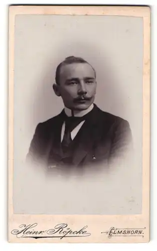 Fotografie Heinr. Röpcke, Elmshorn, Portrait charmanter junger Mann in Krawatte und Jackett