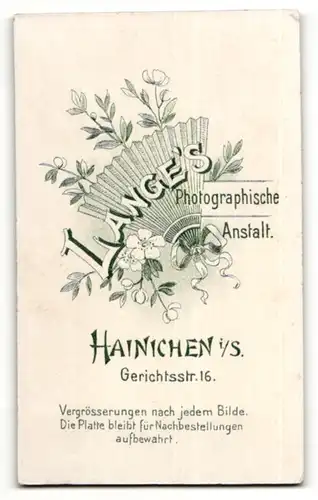 Fotografie Paul Lange, Hainichen i / S., Portrait junge Dame mit Hochsteckfrisur im hübschen Kleid