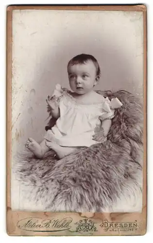 Fotografie B. Wehle, Dresden, Portrait Säugling in Leibchen