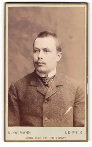 Fotografie A. Naumann, Leipzig, Portrait bürgerlicher Herr im Anzug mit Schnurrbart