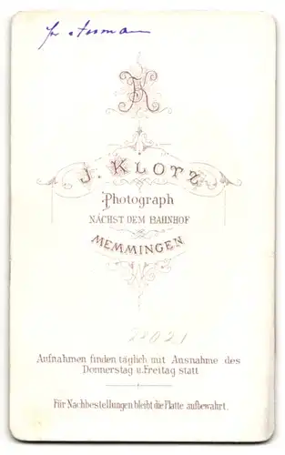 Fotografie J. Klotz, Memmingen, Portrait Herr mit Kinnbart in Anzug