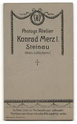 Fotografie K. Merz, Steinau, Portrait junger Herr mit Schnauzbart