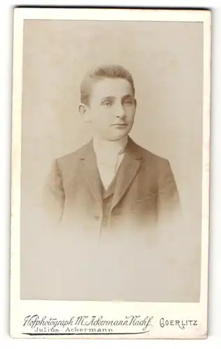 Fotografie M. Ackermann Nachf., Goerlitz, Portrait junger Herr mit Krawatte im Anzug