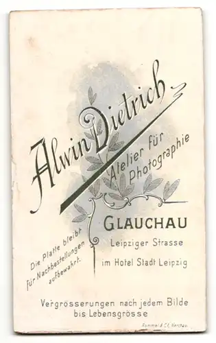 Fotografie A. Dietrich, Glauchau & Waldenburg, Portrait Herr in festlicher Garderobe