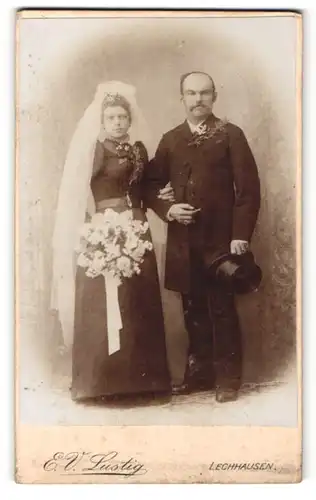 Fotografie E. V. Lustig, Lechhausen, Portrait Braut und Bräutigam, Hochzeit
