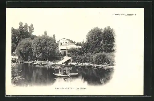 AK Maisons-Lafitte, Un coin de l`Ile - Les Bains