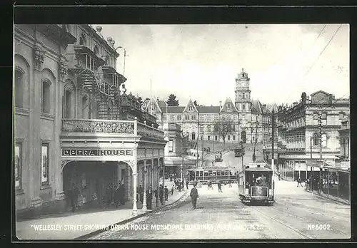 AK Auckland, Wellesley Street showing Opera House & Municipal Buildings