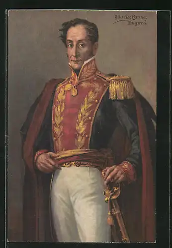 AK Bogota, Portrait von A. Acevedo Bernal in Uniform