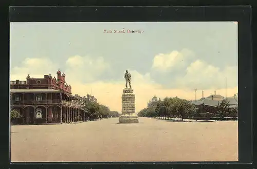 AK Bulawayo, Main Street, Denkmal in der Hauptstrasse