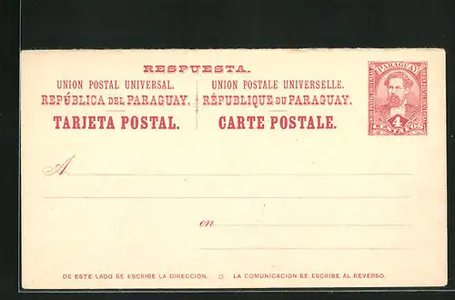 AK Paraguay, Postkarte als Ganzsache