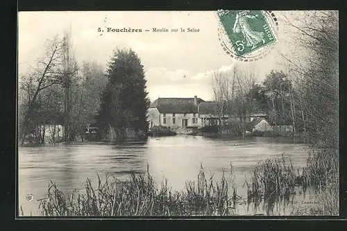 AK Fouchères, Moulin sur la Seine