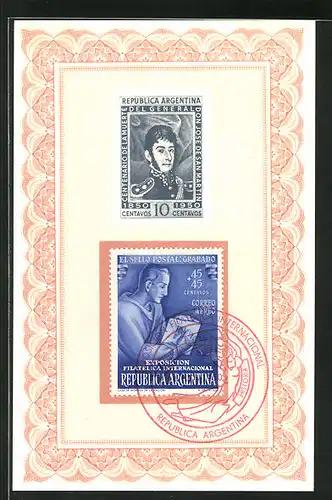 AK Buenos Aires, Exposicion Filatelica Internacional 1950, El Sello Postal: Grabado