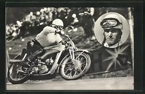 AK Ewald Kluge, Deutscher Motorradmeister 1936 & 37 auf Auto Union-DKW