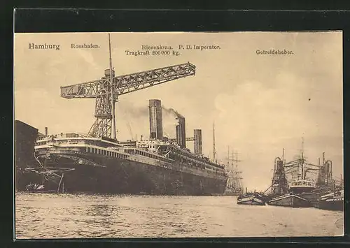 AK Hamburg, Postdampfer Imperator unter dem Riesenkran