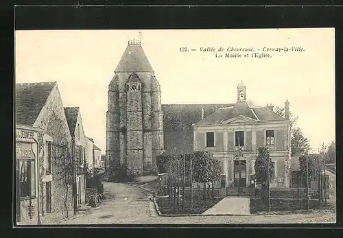 AK Cernay-la-Ville, La Mairie et l`Eglise
