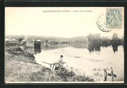 AK Bonnieres-sur-Seine, Rives de la Seine