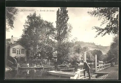 AK Dennemont, Bords de Seine, Bootspartie auf der Seine