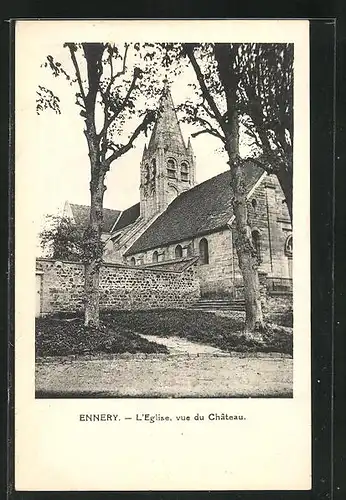 AK Ennery, l'Eglise, vue du Chateau