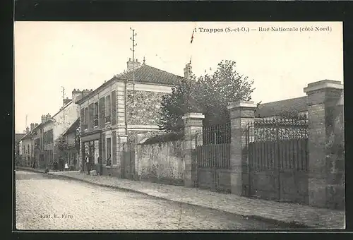 AK Trappes, Rue Nationale, Strassenpartie