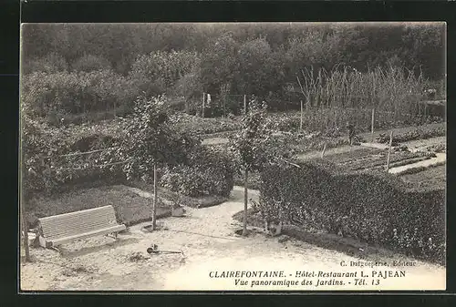 AK Clairefontaine, Hôtel-Restaurant L. Pajean, vue panoramique des Jardins
