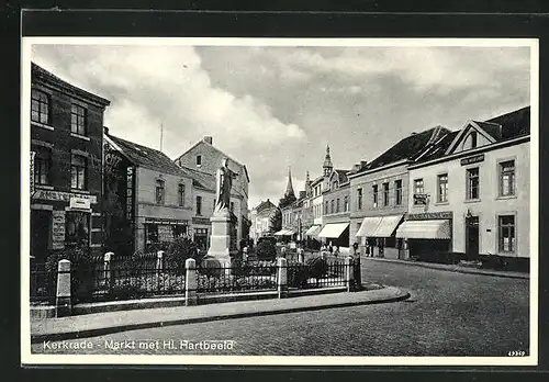 AK Kerkrade, Markt met Hl. Hartbeeld