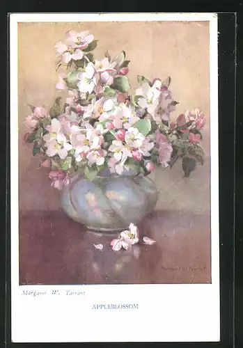 Künstler-AK Margaret W. Tarrant: Appleblossom, Apfelblüten in einer Vase