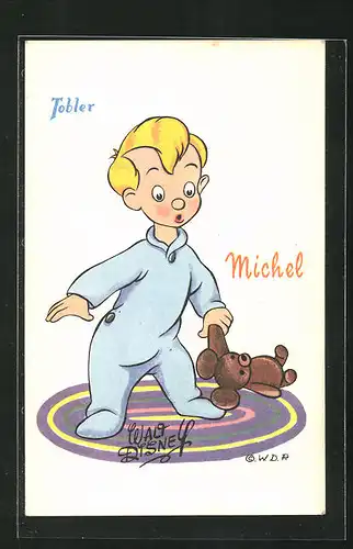 AK Disney`s Michel im Schlafanzug mit Teddy