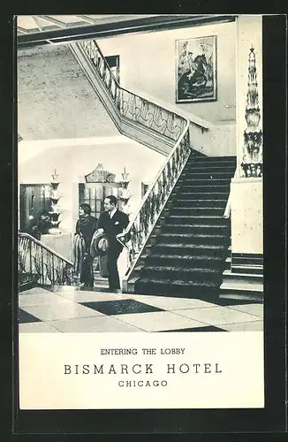 AK Chicago, IL, Bismarck Hotel, entering the lobby