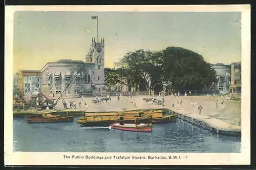 Künstler-AK Barbados, the Public Buildings and Trafalgar Square