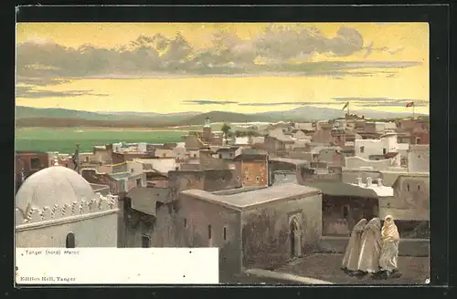Künstler-AK Tanger, Panoramablick vom Dach eines Hauses