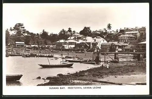 AK Freetown, Susans bay, Strandpartie mit Booten
